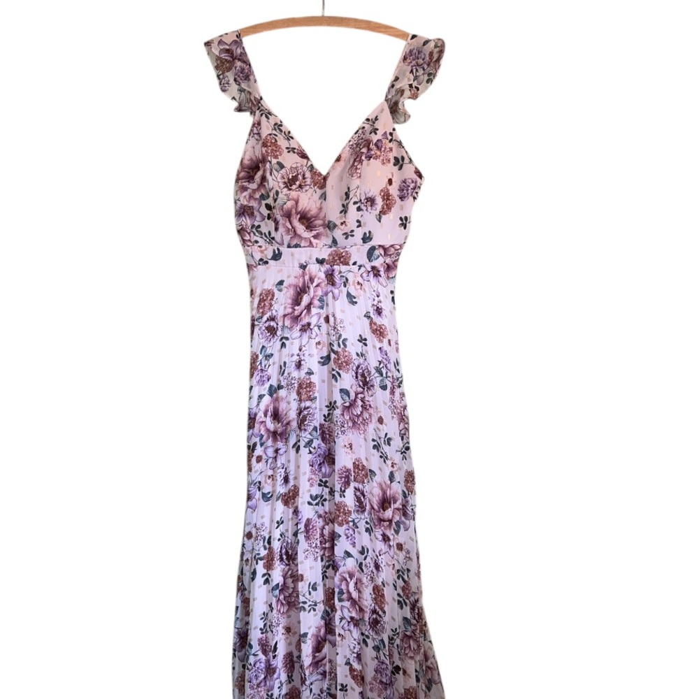 Crystal Doll Lavender Floral Maxi Dress - Picture 2 of 13